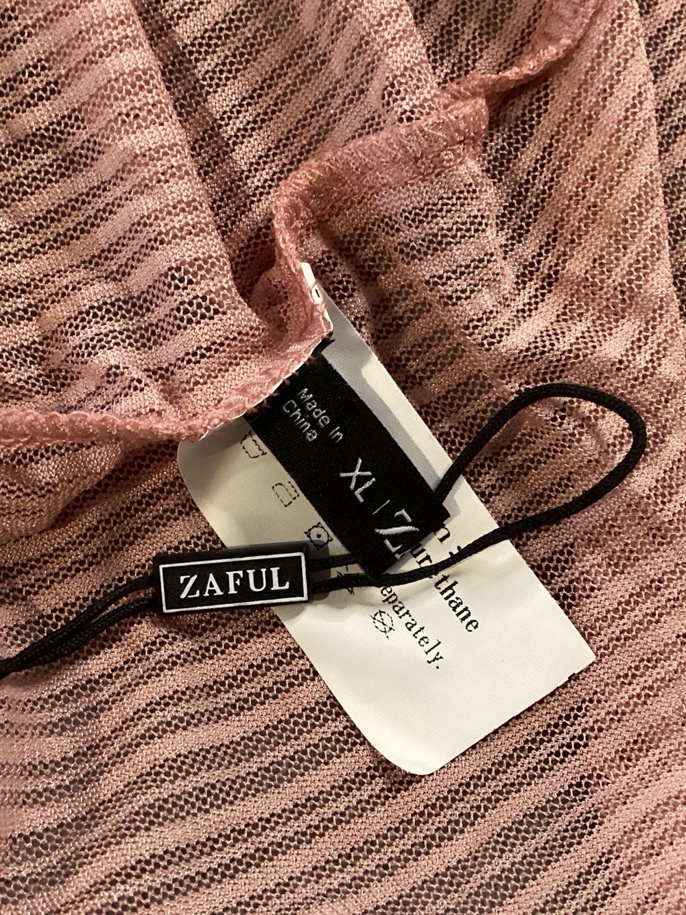 Zaful Dusty Rose Sheer Knit Tie-Front Cardigan - Picture 5 of 5